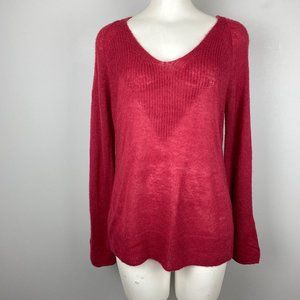 NWT Lucky Brand V Neck Rayne Pullover Sweater Lightweight Brick Red Size Medium